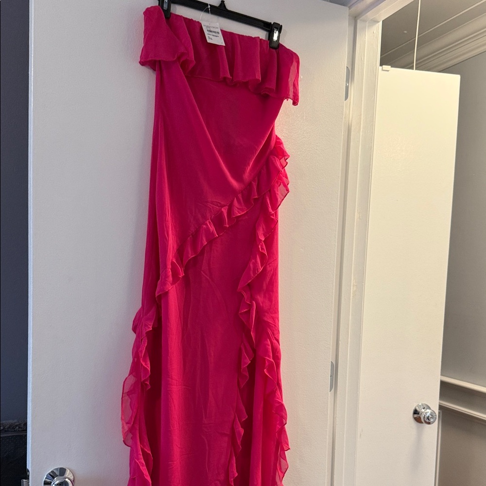 Nordstrom Hot Pink Ruffled Maxi Dress